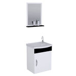 Gabinete Suspenso para Banheiro com Lavatório e Espelheira Siena 39cm Preto/Branco A.J. Rorato