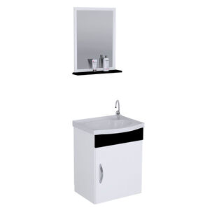 Gabinete Suspenso para Banheiro com Lavatório e Espelheira Siena 39cm Preto/Branco A.J. Rorato Gabinete Suspenso para Banheiro com Lavatório e Espelheira Siena 39cm Preto/Branco A.J. Rorato