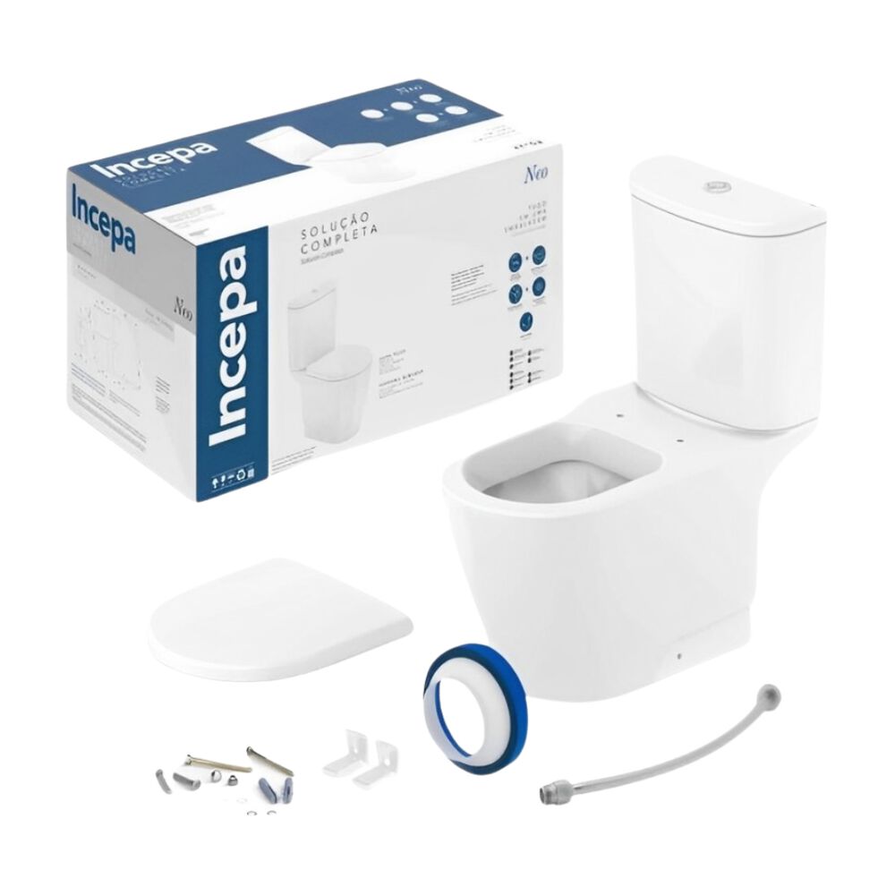 Kit Vaso Sanitário com Caixa Acoplada e Itens de Instalação Neo Branco Incepa