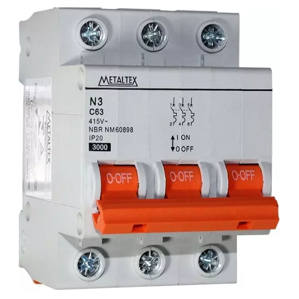 Disjuntor Tripolar C 63A Metaltex