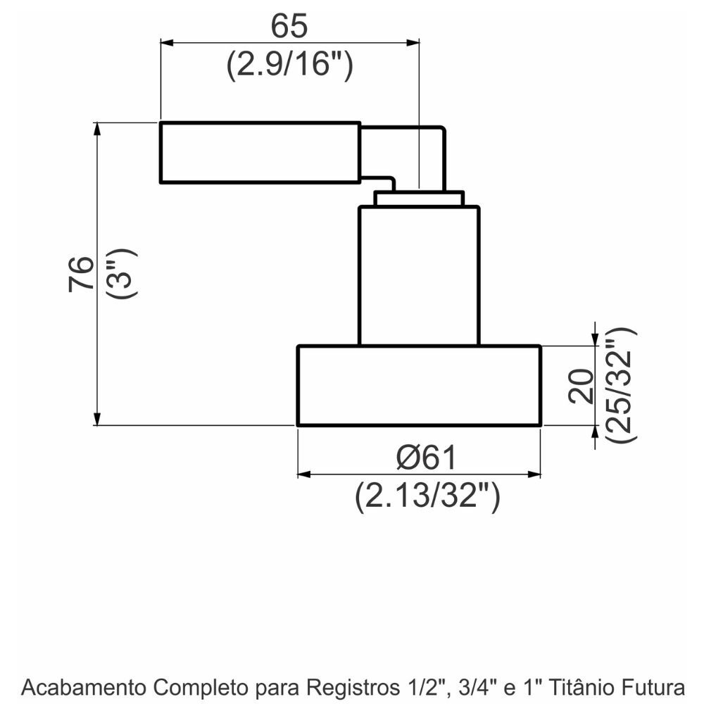 Acabamento Registro Base Fabrimar 1/2" e 3/4" e 1" (Pequeno) Titânio Futura Perflex