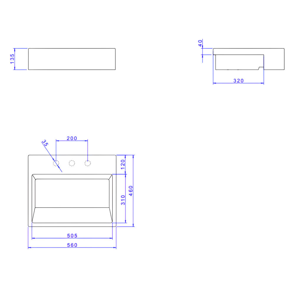 Cuba de Semi Encaixe Retangular com Mesa e Válvula Oculta Ébano Deca