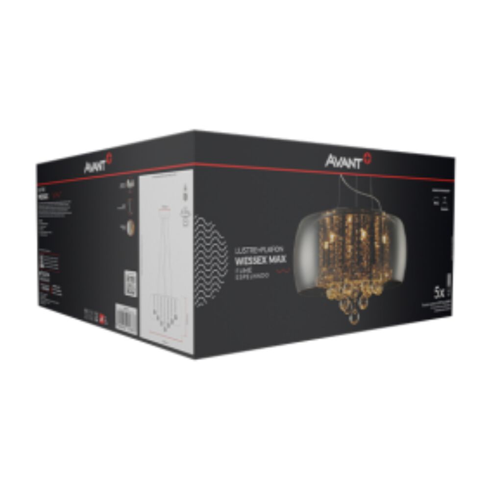 Lustre Wessex para 5 Lâmpadas Espelhado Avant