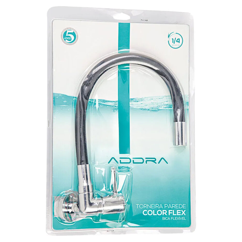 Torneira de Parede para Cozinha Color Flex 1/2" Preto/Cromado Addra
