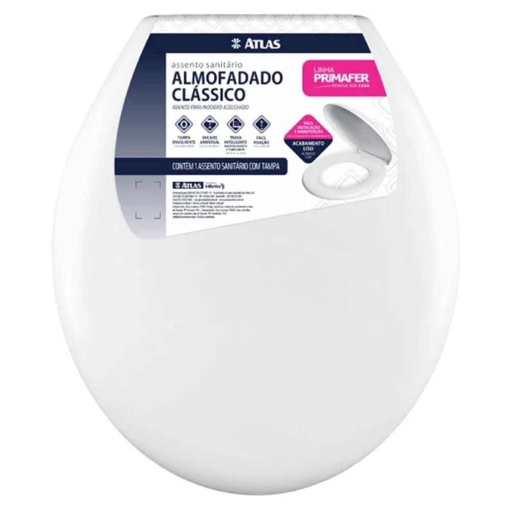Assento Sanitário Almofadado Clássico PR1063-2 Primafer Branco Atlas