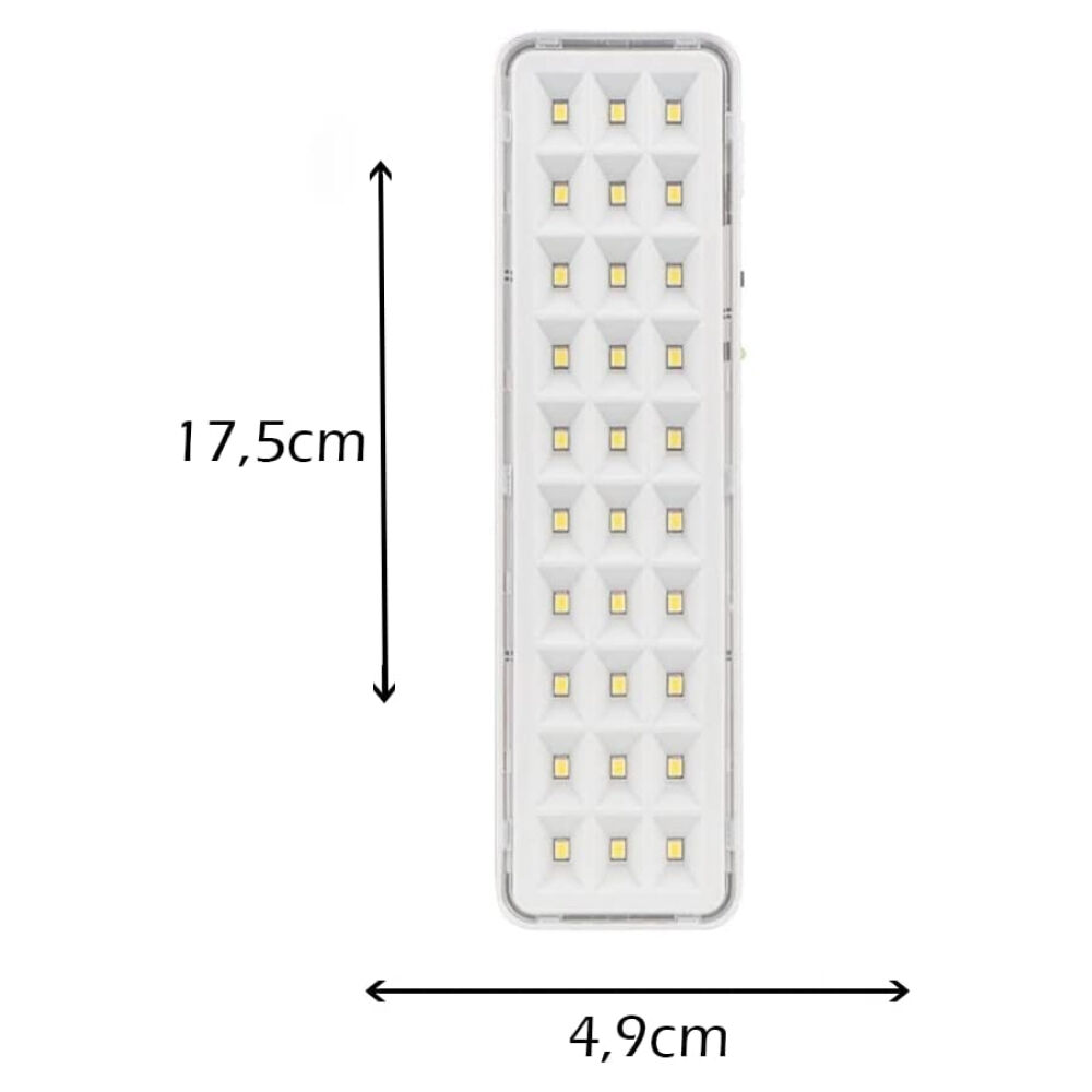 Luminária de Emergência 30 Leds Super Slim Segurimax