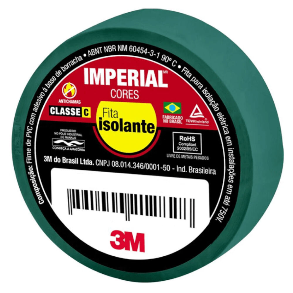 Fita Isolante Imperial Verde 18mm x 20m 3M