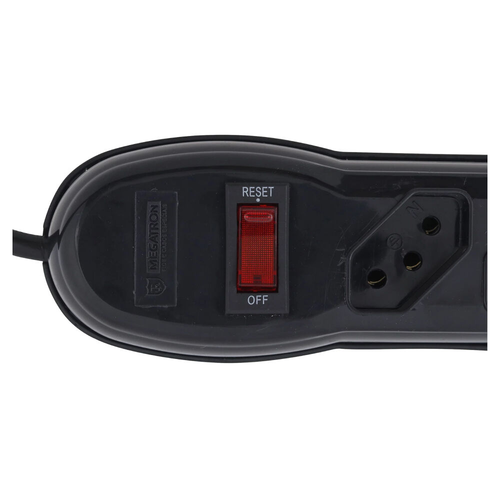 Filtro de Linha Cabo PP Circuit Breaker 4 Tomadas Preto 61 Megatron