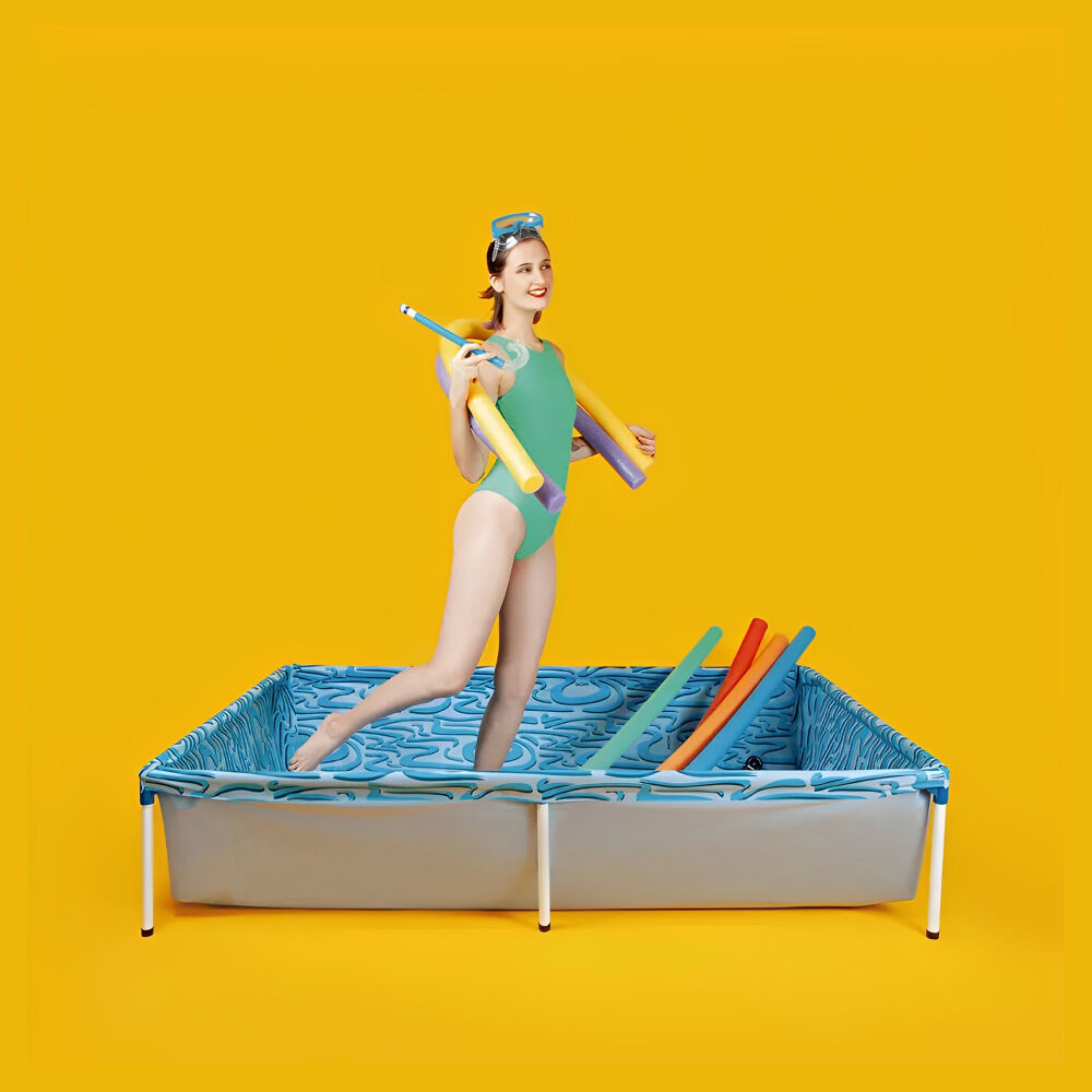 Piscina de Armação Infantil Retangular em PVC de 1000 Litros Azul MOR