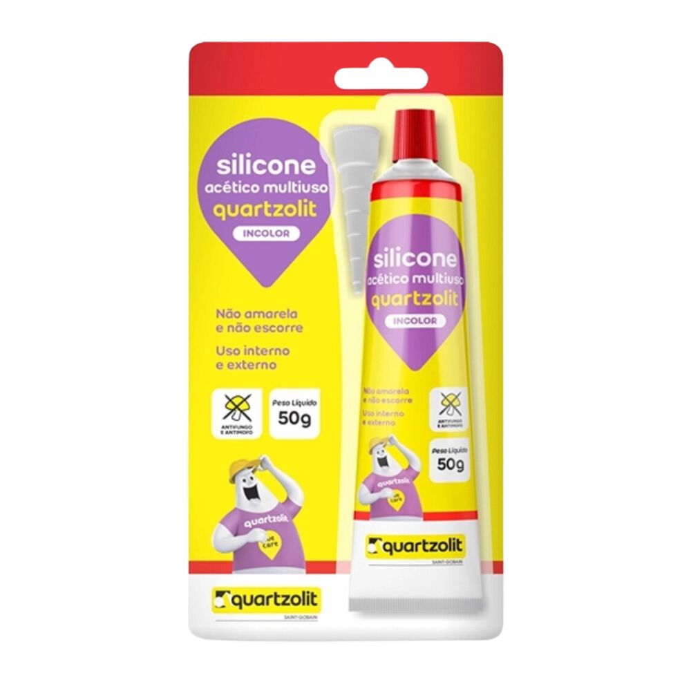Silicone Acético Antifungo Incolor Bisnaga 50g Quartzolit
