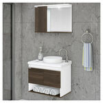 Gabinete Suspenso para Banheiro com Lavatório e Espelheira Bérgamo 63,5cm Castanho A.J. Rorato