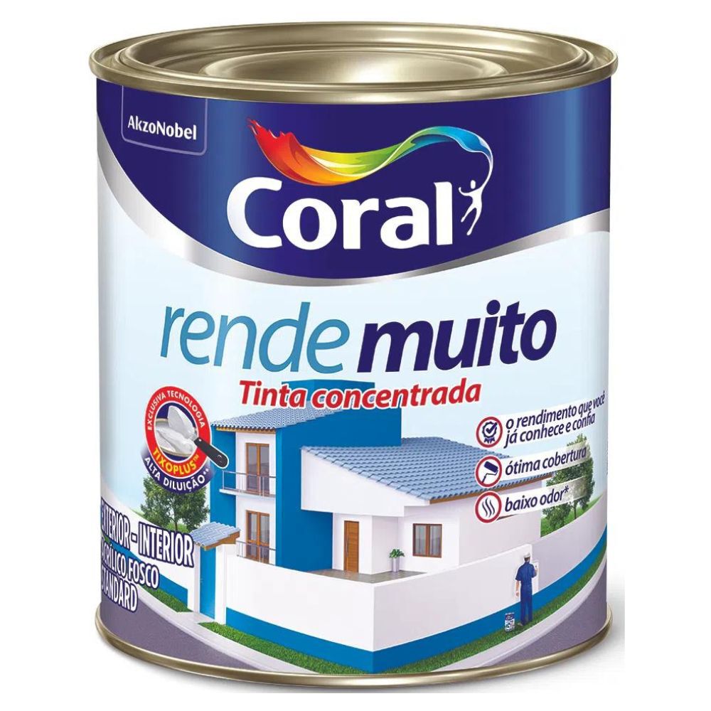 Tinta Acrílica Fosca Rende Muito 900ml Coral