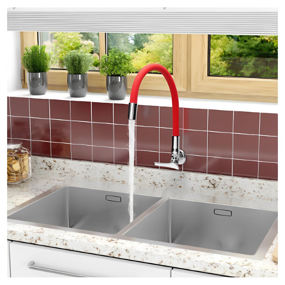 Torneira para Cozinha de Parede Loren Flex Vermelho Lorenzetti