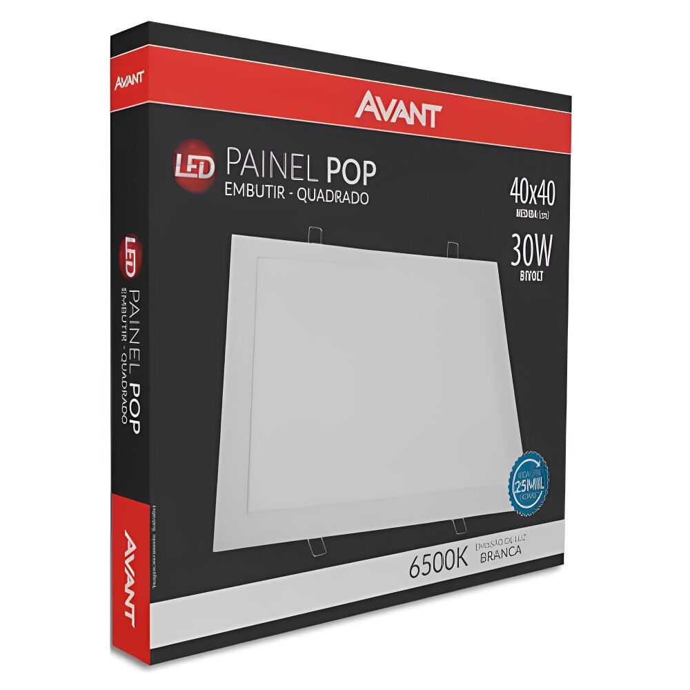 Plafon Led Quadrado com Painel de Embutir Slim 18W 3000K Avant