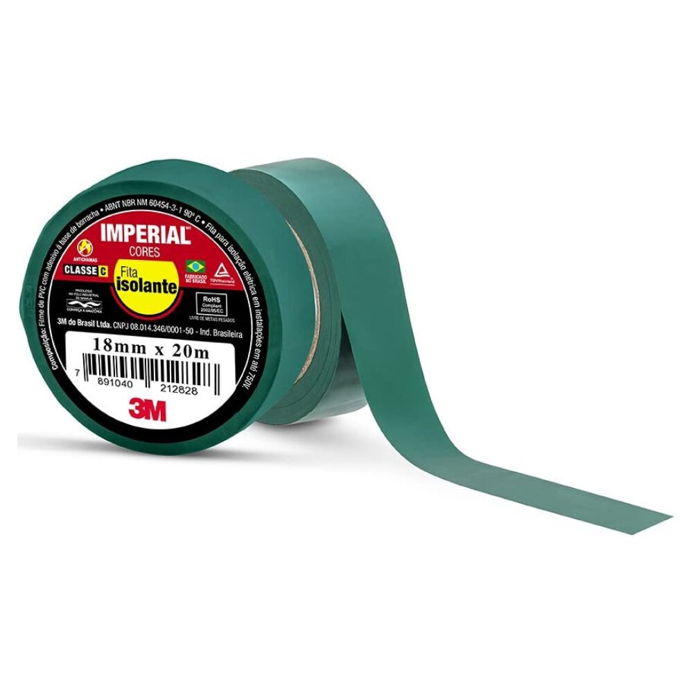 Fita Isolante Imperial Verde 18mm x 20m 3M