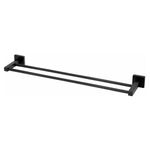 Porta Toalha Duplo Quadra Preto Fosco Perflex