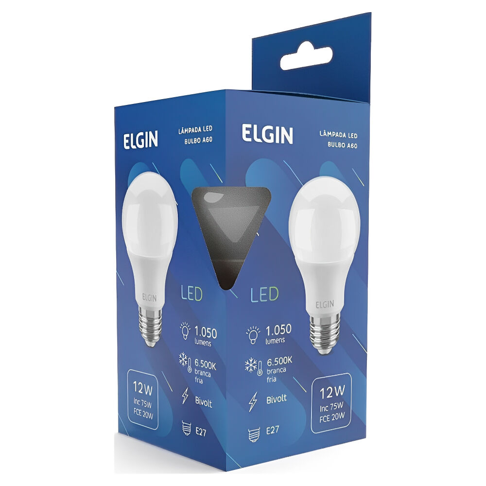 Lâmpada de Led Bulbo A60 Luz Branca Fria 12W 6500K Bivolt Elgin