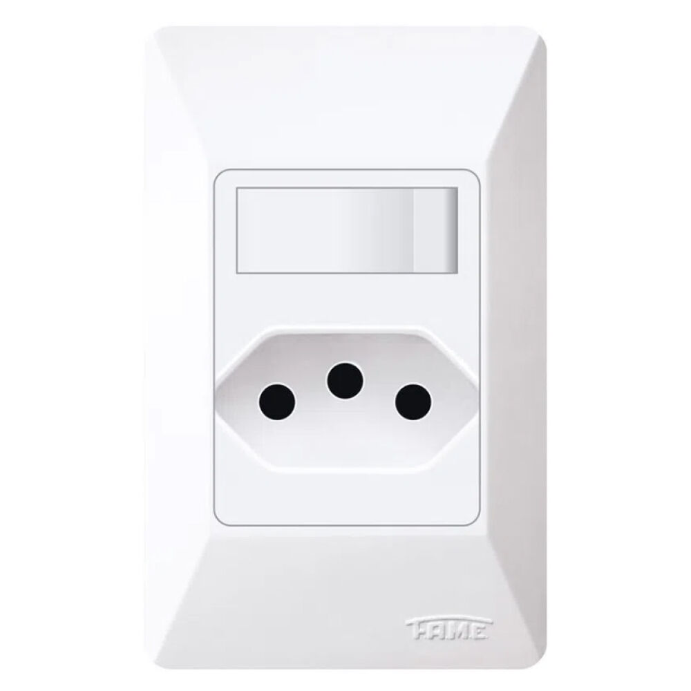 Interruptor Simples e Tomada 2P+T 10A/250V Sistema Externo 1409 Fame