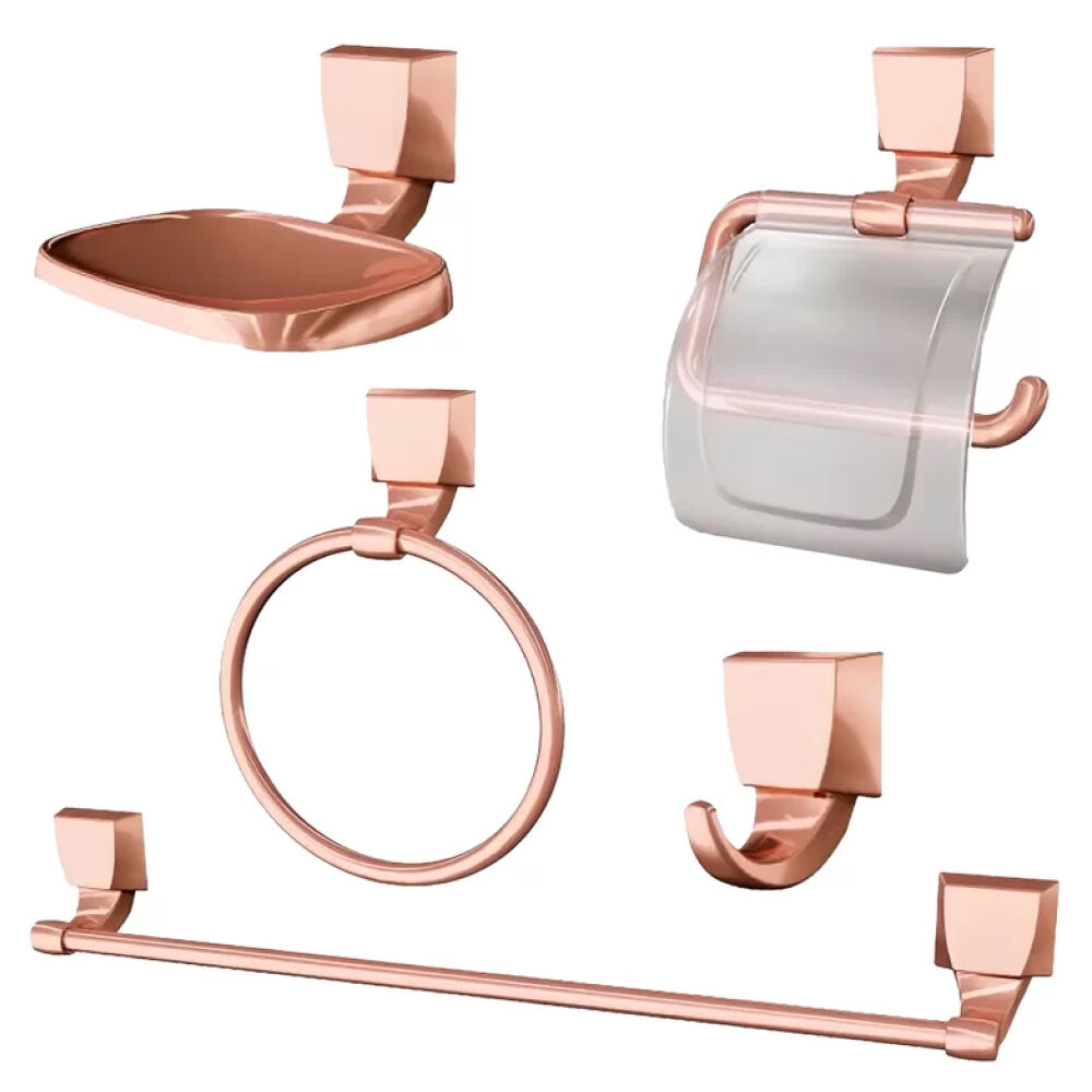 Kit Acessórios para Banheiro com 5 Peças Rose Gold Lorenzetti
