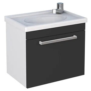 Gabinete Suspenso para Banheiro com Lavatório e Espelheira Ágata 45cm Preto/Branco Cozimax Gabinete Suspenso para Banheiro com Lavatório e Espelheira Ágata 45cm Preto/Branco Cozimax