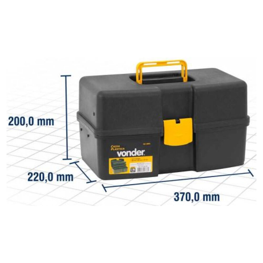 Caixa para Ferramentas Plástica com 3 Bandejas 37cmx22cmx20cm VD3001 Vonder