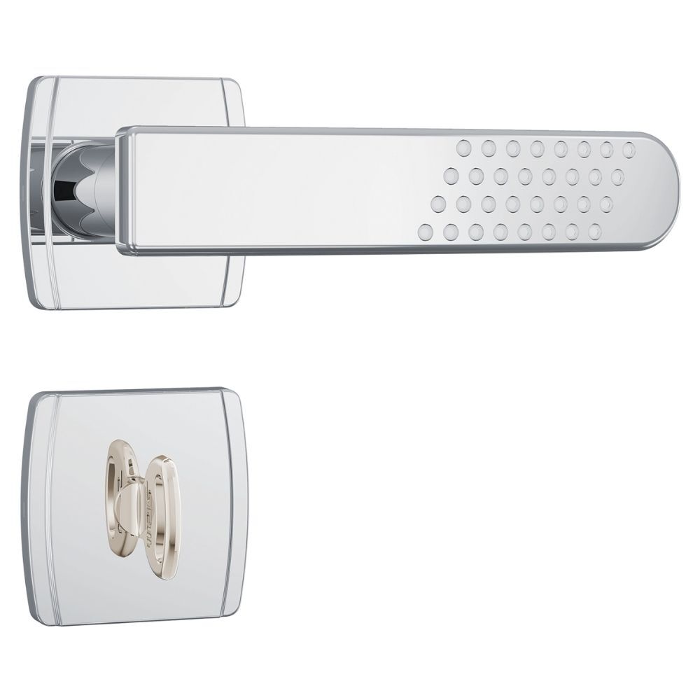 Fechadura Stam 823/21 Banheiro Acabamento Cromado - Roseta Quadrada de Aço Inox