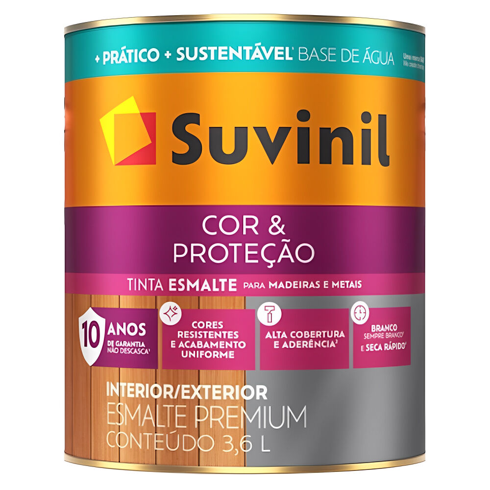 Esmalte Acetinado Premium Cor & Proteção Base Água Branco 3,6L Suvinil