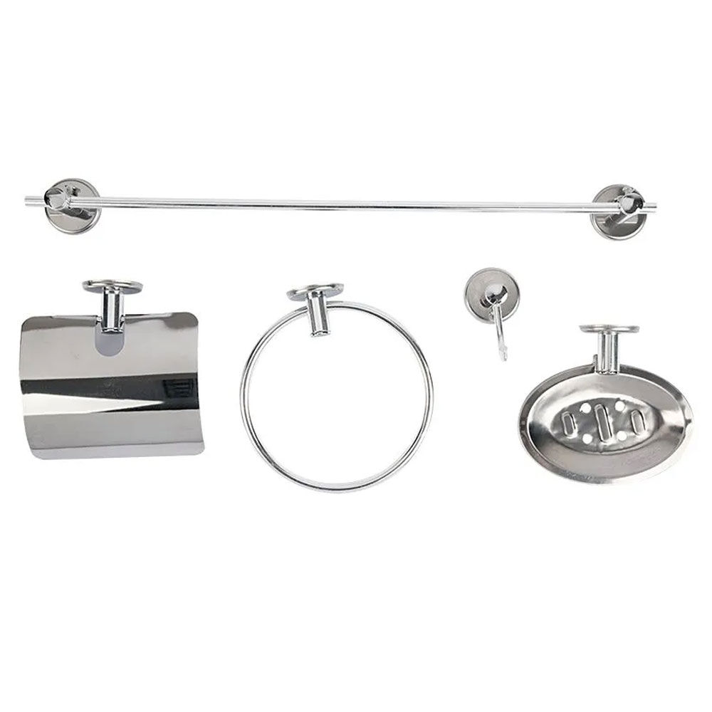 Kit de Acessórios para Banheiro Junior 5 Peças Cromado Hidrofama