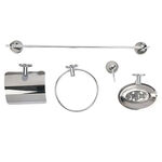 Kit de Acessórios para Banheiro Junior 5 Peças Cromado Hidrofama