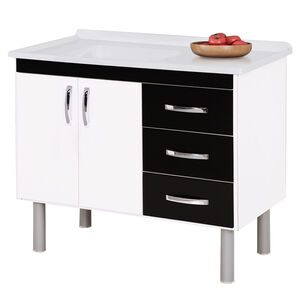 Gabinete Cozinha Tóquio 95,2cm Preto/Branco A.J. Rorato Gabinete Cozinha Tóquio 95,2cm Preto/Branco A.J. Rorato