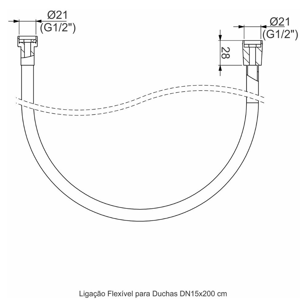 Ligação Flexível para Ducha DN15x200cm Perflex
