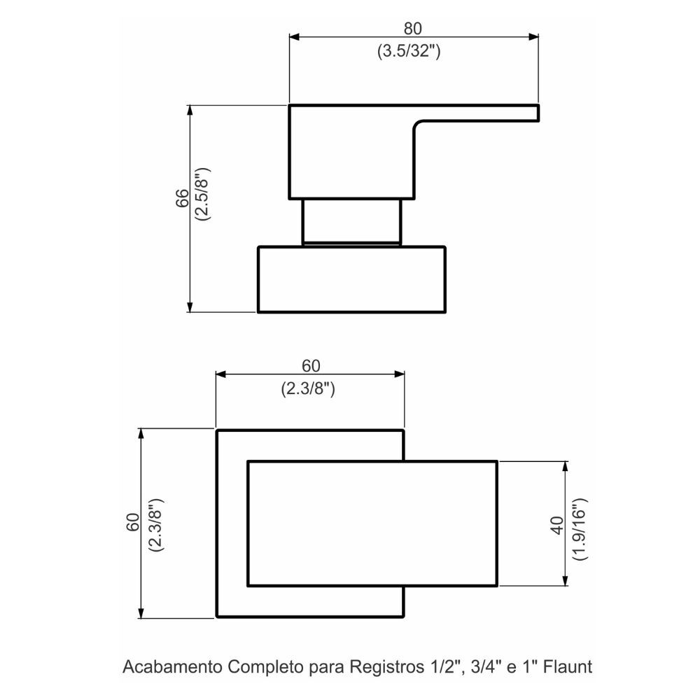 Acabamento Registro Base Docol 1/2" e 3/4" e 1" (Pequeno) Preto Fosco Color Flaunt Perflex