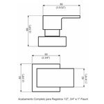 Acabamento Registro Base Docol 1/2" e 3/4" e 1" (Pequeno) Preto Fosco Color Flaunt Perflex