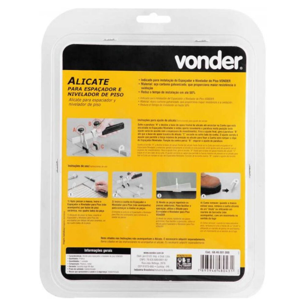 Alicate para Espaçador e Nivelador de Piso Vonder