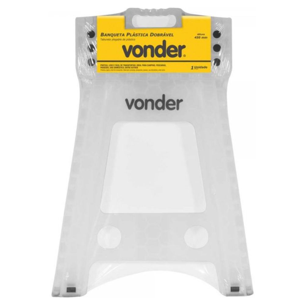 Banqueta Plástica Dobrável 450mm Branca Vonder
