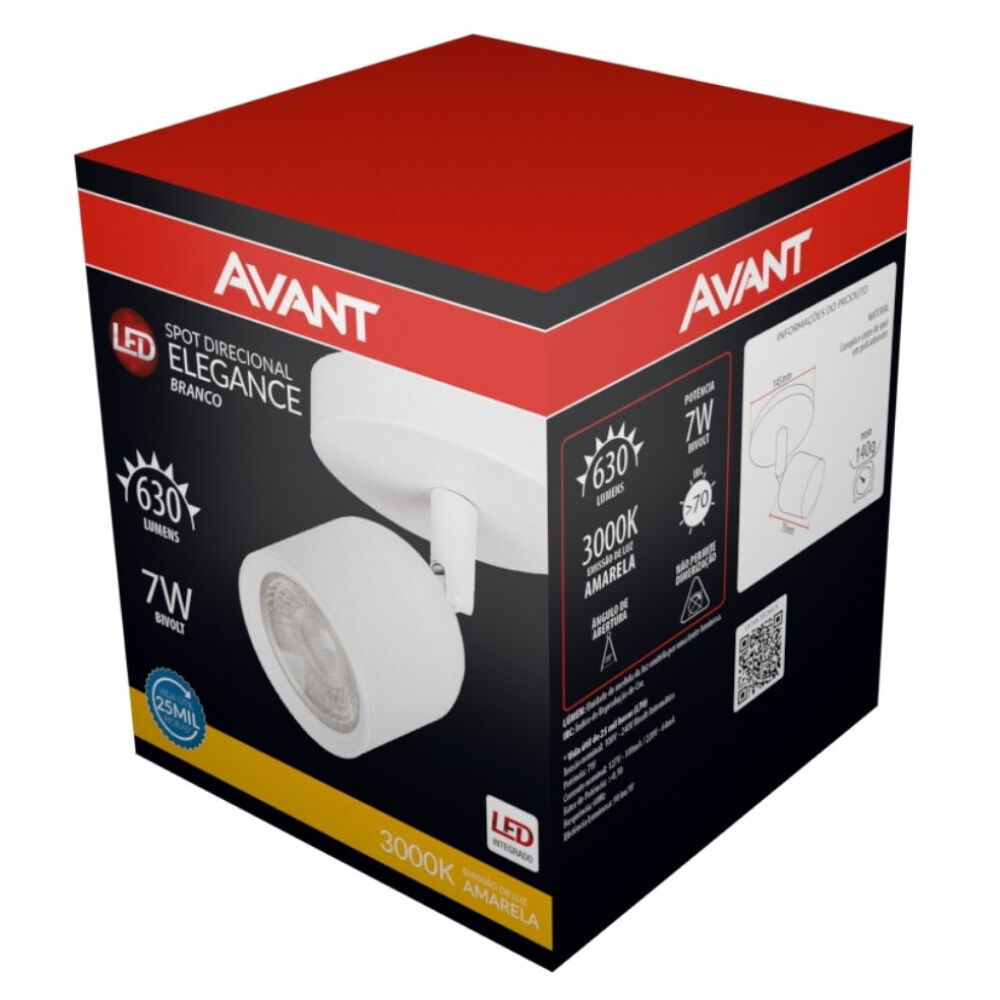 Spot Led Elegance de Sobrepor 38° 7W 3000K Bivolt Avant