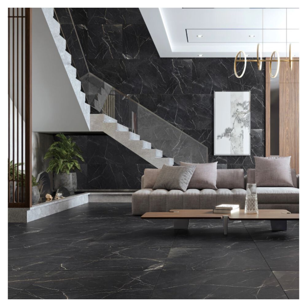 Porcelanato Acetinado Supreme Black 76004 76x76cm Retificado Dora  (Caixa com 1,73m²)