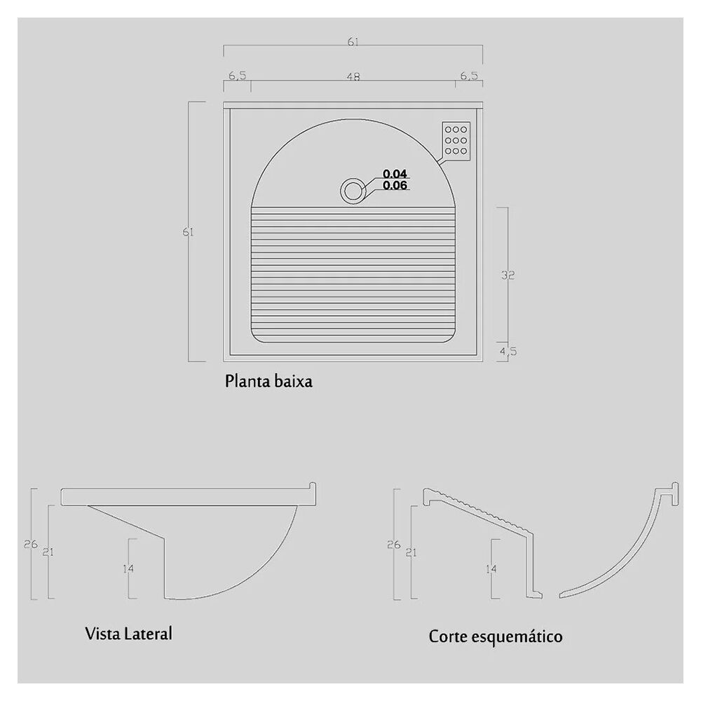 Armário Lavanderia com Tanque 61,5cm Gelo A.J. Rorato