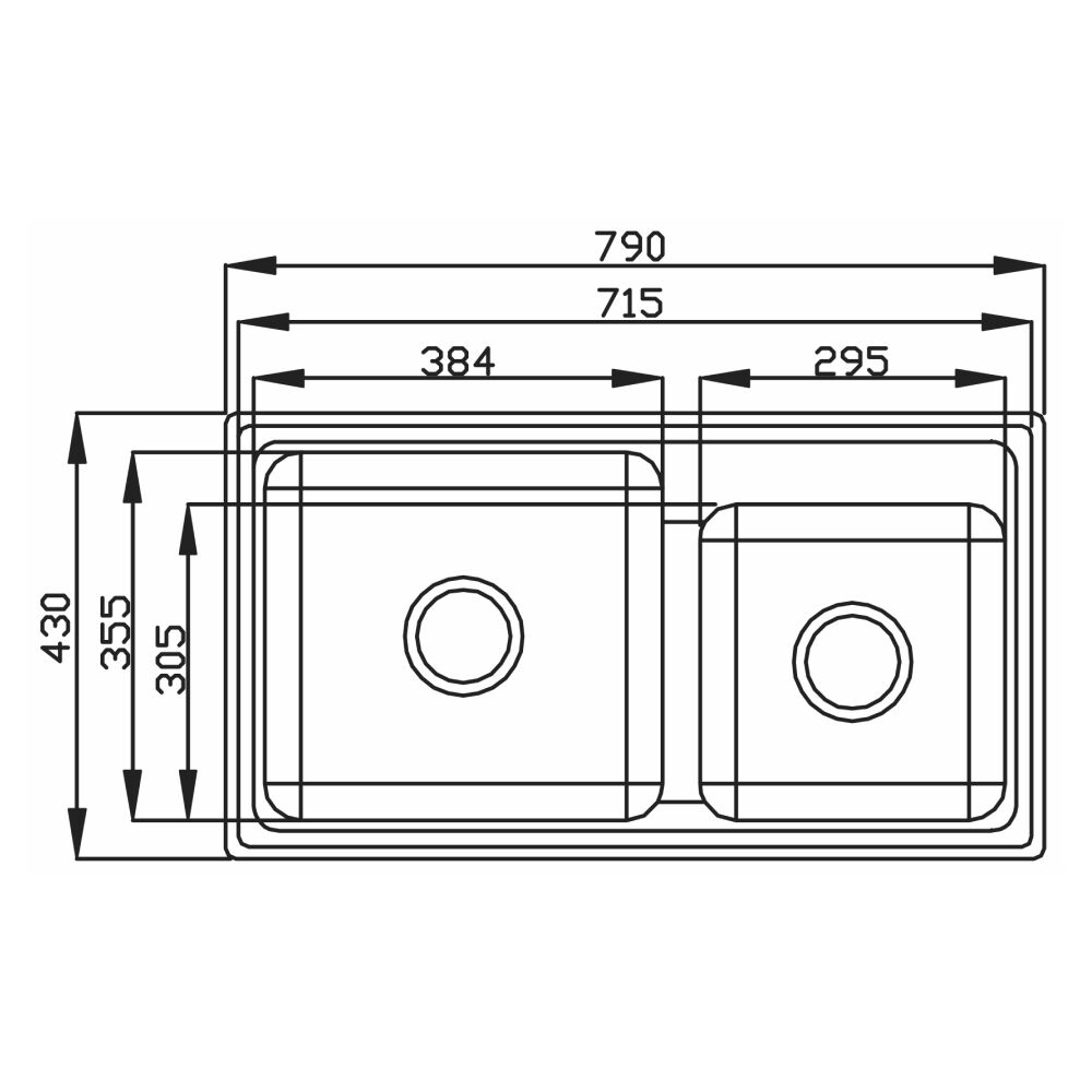 Cuba para Cozinha Dupla Premium 30521 79x43 sem Furo Inox Ghelplus