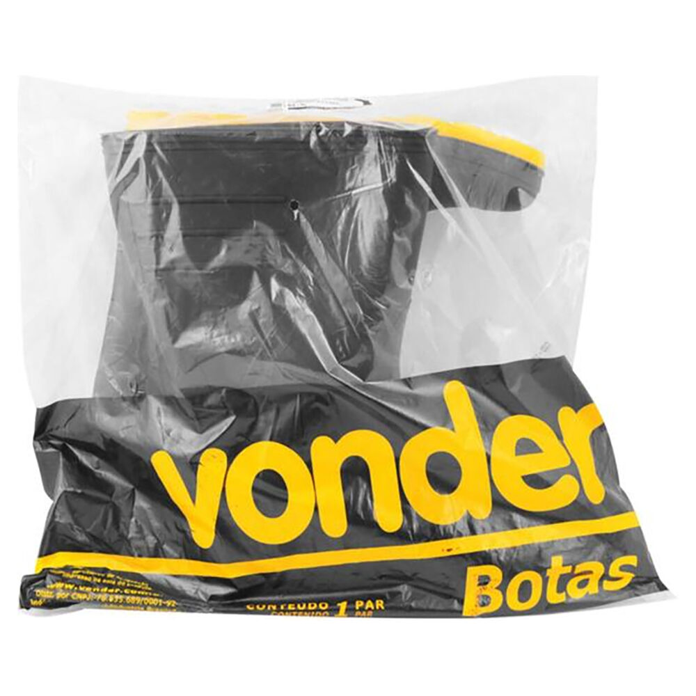 Bota PVC Cano Médio sem Forro Preto/Amarelo N°37 Vonder