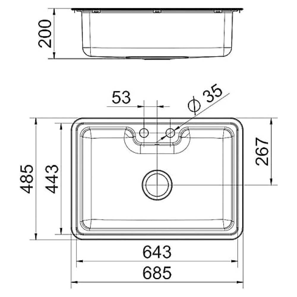 Cuba Sobrepor e Embutir Massima 68x48 Inox Docol