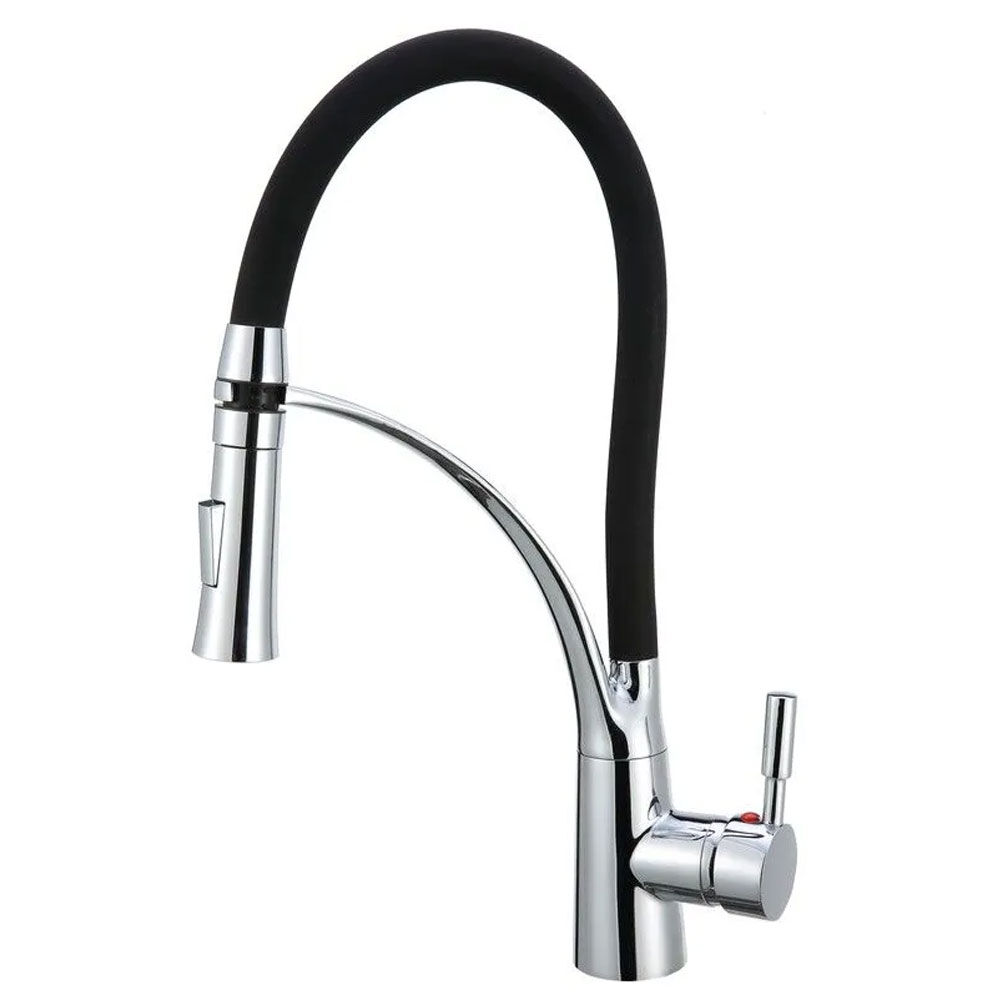 Misturador Monocomando de Mesa para Cozinha com Ducha Color Flex 1/2'' Preto Addra