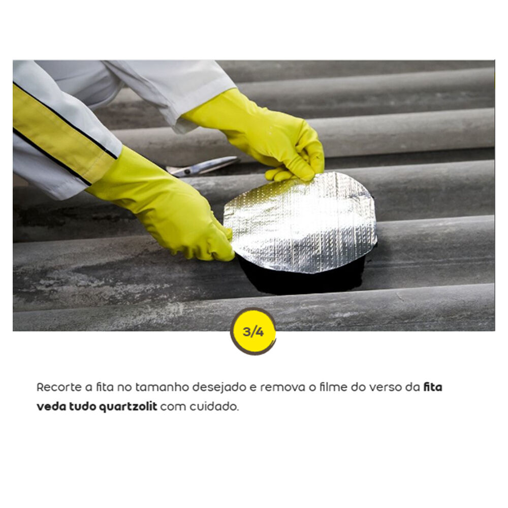 Impermeabilizante Fita Veda Tudo 10cm x 10m Aluminizada Quartzolit