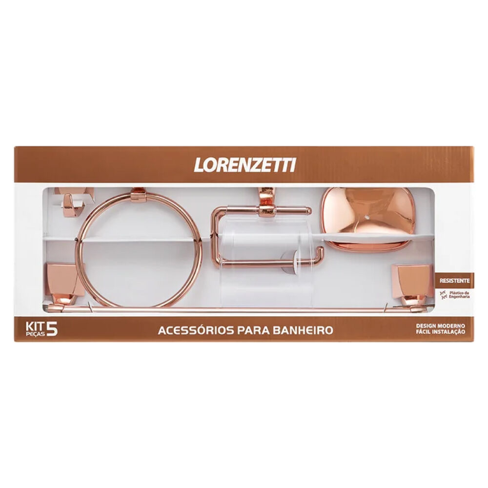 Kit Acessórios para Banheiro com 5 Peças Rose Gold Lorenzetti