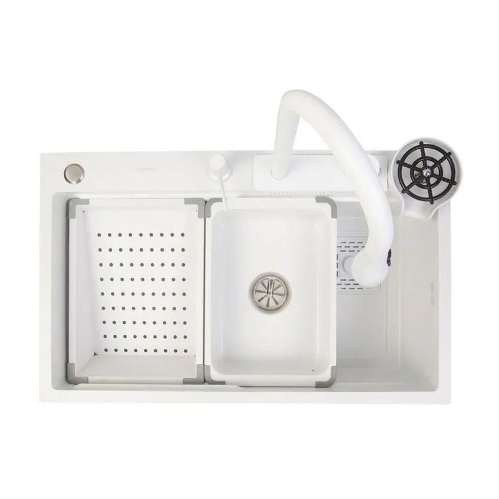 Kit Cuba de Embutir Inox Com Misturador e Acessório 75x46cm Branco Addra