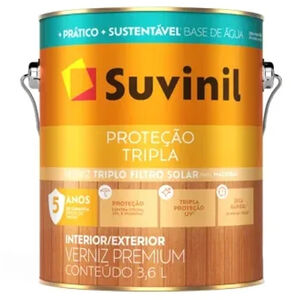 Verniz Brilho Base Água Proteção Tripla 3,6 litros Natural Suvinil Verniz Brilho Base Água Proteção Tripla 3,6 litros Natural Suvinil