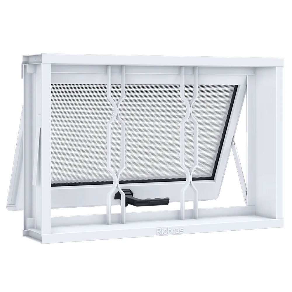 Janela de Aço Maxim-Ar Riobras com Grade e Vidro 40x60cm Branca Ullian