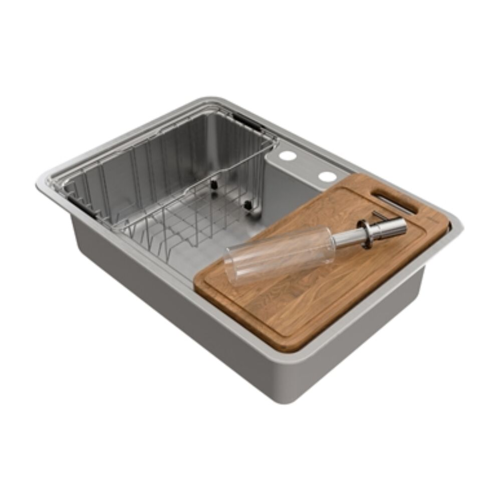 Cuba Sobrepor e Embutir Massima 68x48 Inox Escovado com Acessórios Docol