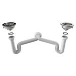 Sifão Sanfonado Universal Duplo Tubo Extensível Branco Blukit