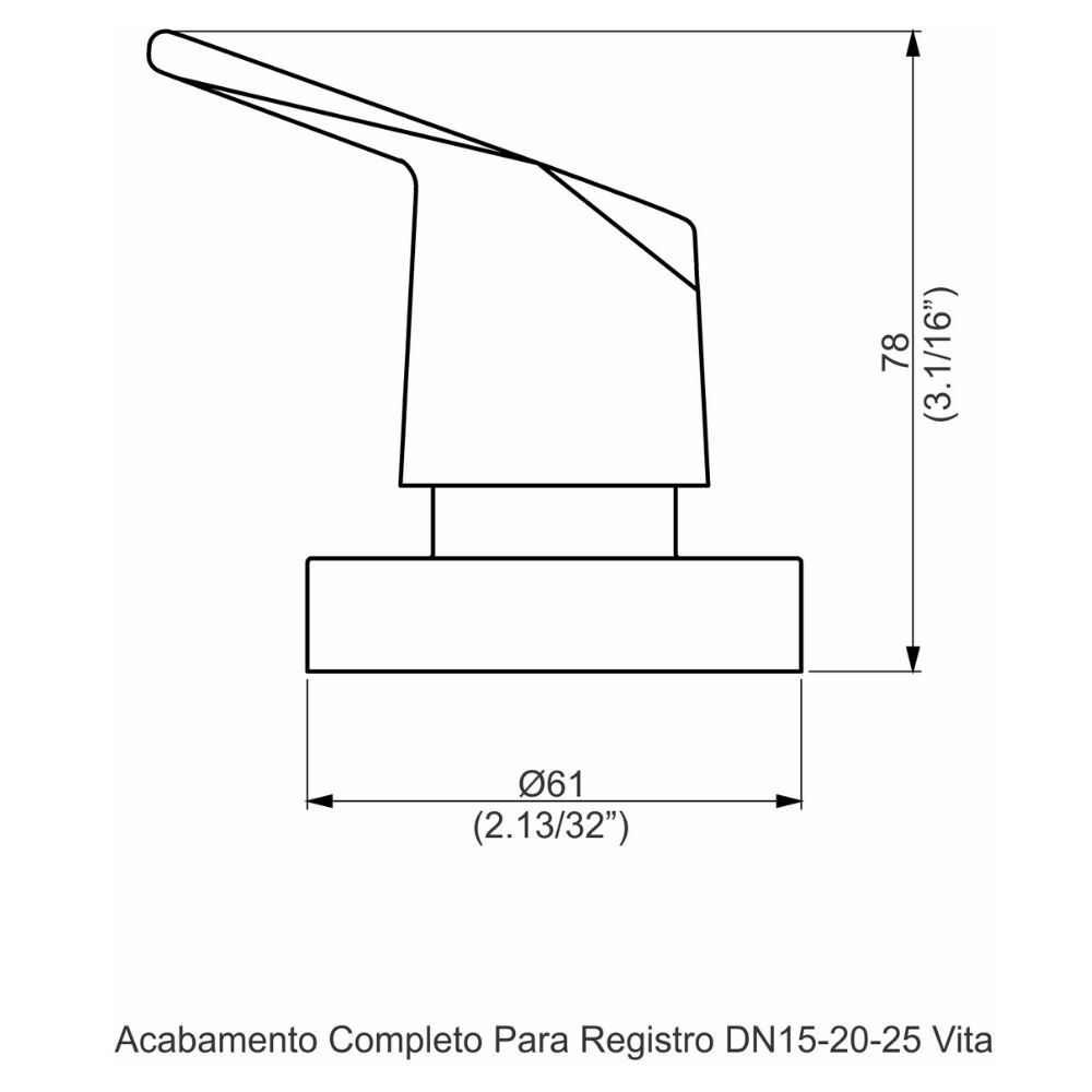 Acabamento Registro Base Fabrimar 1/2" e 3/4" e 1" (Pequeno) Vita Perflex